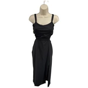 HALARA Black Cutout Strappy Back Midi‎ Dress Womens S Slit